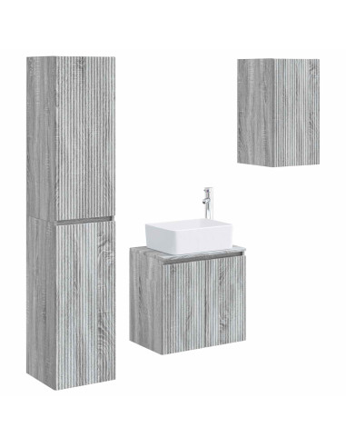 Set di mobili per il bagno 3 pz Sonoma grigio