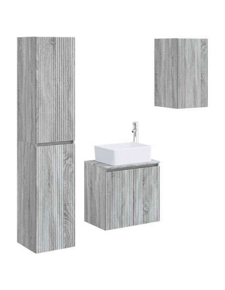 Set di mobili per il bagno 3 pz Sonoma grigio