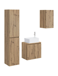 Set di mobili per il bagno 3 pz Rovere Artigianale 2
