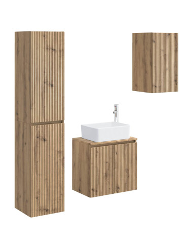 Set di mobili per il bagno 3 pz Rovere Artigianale