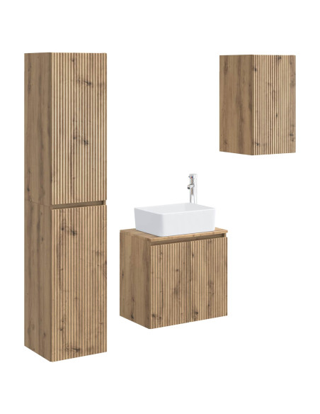 Set di mobili per il bagno 3 pz Rovere Artigianale
