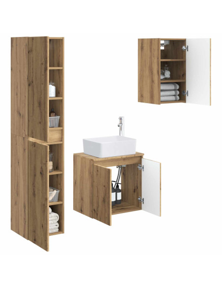 Set di mobili per il bagno 3 pz Rovere Artigianale