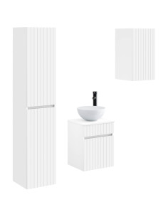 Set di mobili per il bagno 3 pz Bianco 33 x 34,5 x 160 cm 2