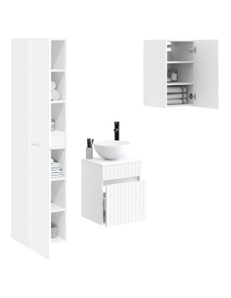 Set di mobili per il bagno 3 pz Bianco 33 x 34,5 x 160 cm