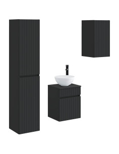 Set di mobili per il bagno 3 pz Nero 33 x 34,5 x 160 cm 2