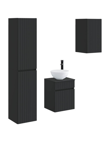Set di mobili per il bagno 3 pz Nero 33 x 34,5 x 160 cm
