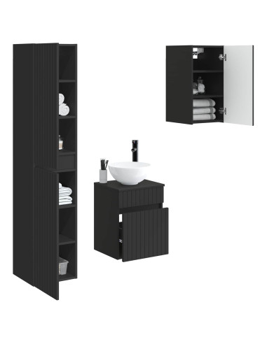 Set di mobili per il bagno 3 pz Nero 33 x 34,5 x 160 cm