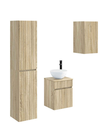 Set di mobili per il bagno 3 pz Rovere Sonoma