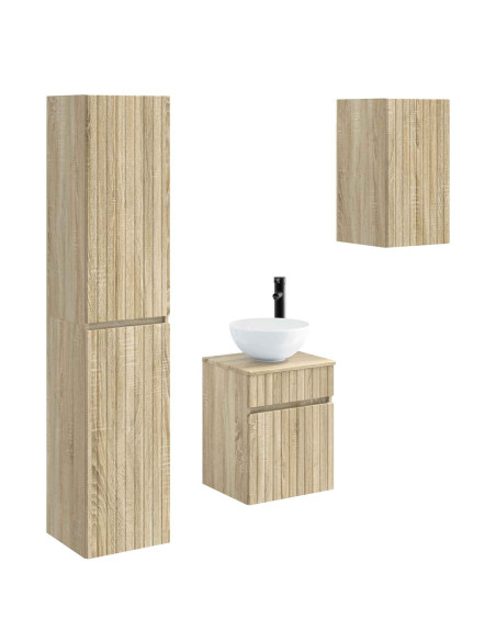 Set di mobili per il bagno 3 pz Rovere Sonoma