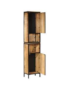 Mobile da Bagno 40x27x180 cm in Ferro e Legno Massello di Mango