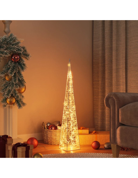 Cono di Luce LED Decorativo Acrilico Bianco Caldo 90 cm