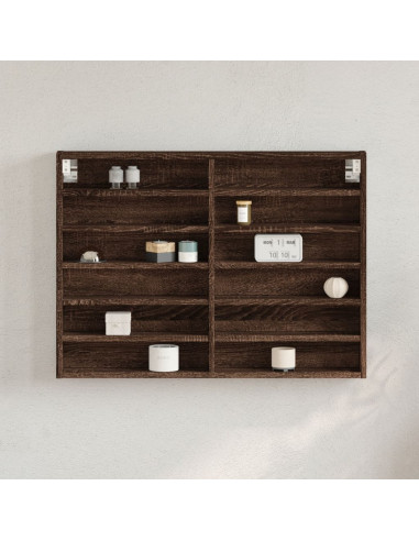 Armadietto Vetrina Rovere Marrone 80x8,5x58cm Legno Multistrato