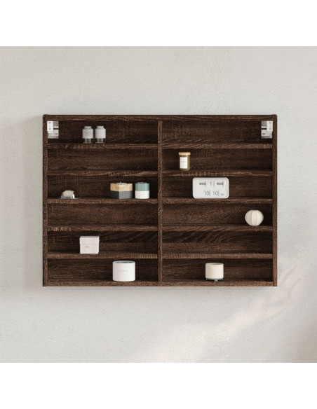 Armadietto Vetrina Rovere Marrone 80x8,5x58cm Legno Multistrato
