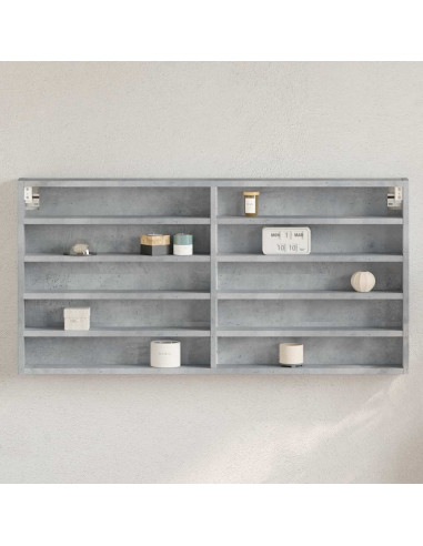 Armadietto Vetrina Grigio Cemento 100x8,5x50 cm Multistrato