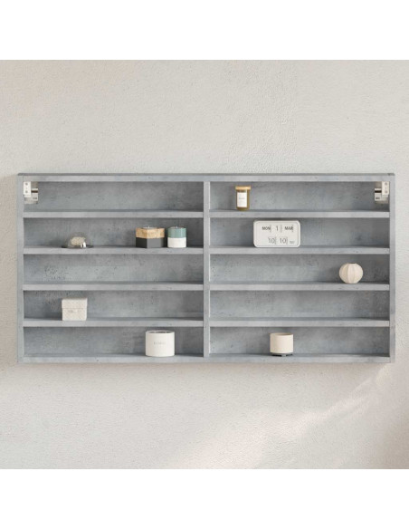 Armadietto Vetrina Grigio Cemento 100x8,5x50 cm Multistrato
