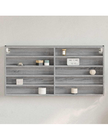 Armadietto Vetrina Grigio Sonoma 100x8,5x50cm Legno Multistrato