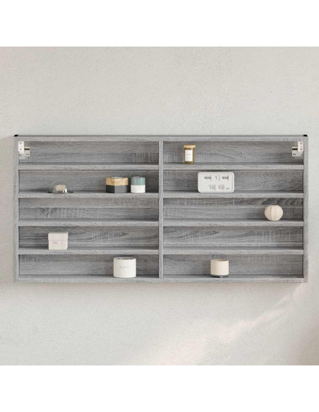 Armadietto Vetrina Grigio Sonoma 100x8,5x50cm Legno Multistrato