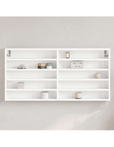 Armadietto con Vetrina Bianco 100x8,5x50 cm Legno Multistrato