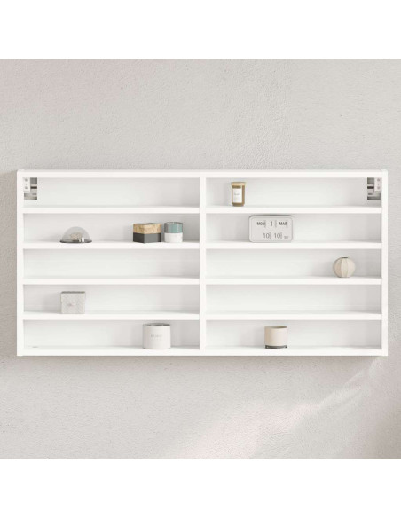 Armadietto con Vetrina Bianco 100x8,5x50 cm Legno Multistrato