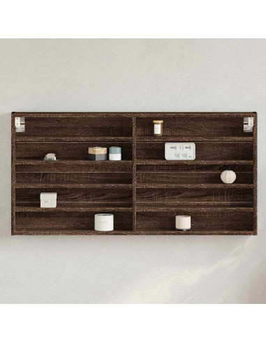 Armadietto Vetrina Rovere Marrone 100x8,5x50 Legno Multistrato