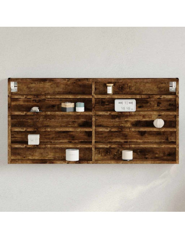 Armadietto Vetrina Rovere Fumo 100x8,5x50 cm Legno Multistrato