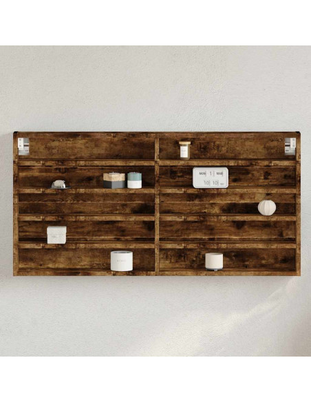 Armadietto Vetrina Rovere Fumo 100x8,5x50 cm Legno Multistrato