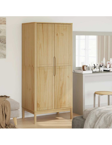 Armadio FLORO Marrone Cera 77x53x171 cm Legno Massello di Pino