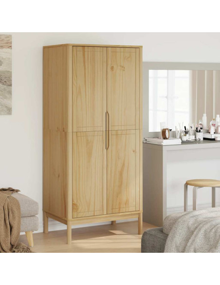 Armadio FLORO Marrone Cera 77x53x171 cm Legno Massello di Pino