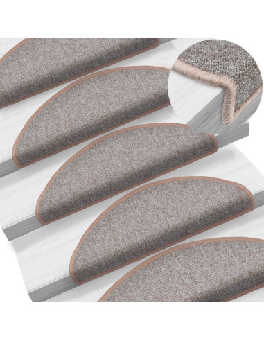 Tappetini per scale 10 pz 65x24x4 cm Marrone chiaro Semicircolari Grandi