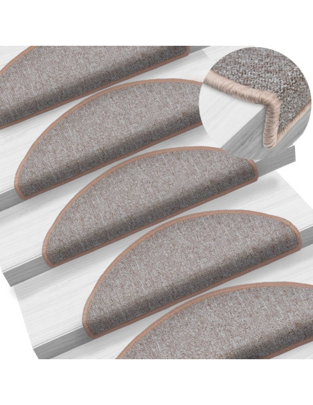 Tappetini per scale 10 pz 65x24x4 cm Marrone chiaro Semicircolari Grandi