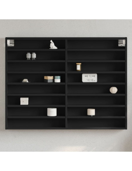 Armadietto con Vetrina Nero 100x8,5x75 cm Legno Multistrato