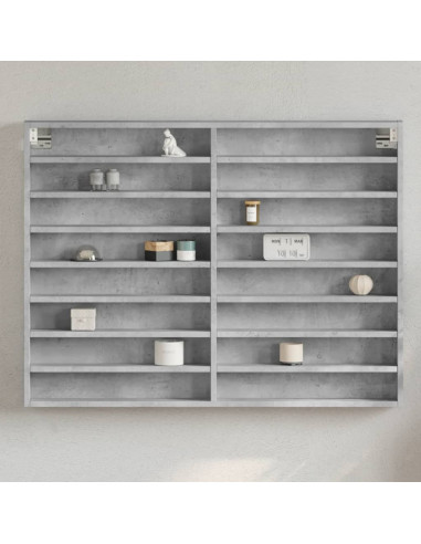 Armadietto Vetrina Grigio Cemento 100x8,5x75 cm Multistrato