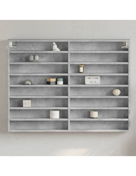 Armadietto Vetrina Grigio Cemento 100x8,5x75 cm Multistrato