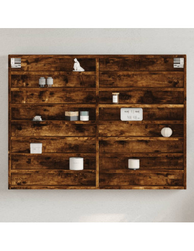 Armadietto Vetrina Rovere Fumo 100x8,5x75 cm Legno Multistrato