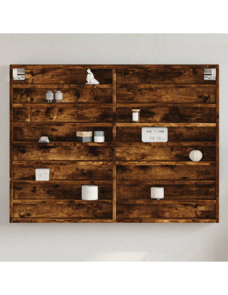 Armadietto Vetrina Rovere Fumo 100x8,5x75 cm Legno Multistrato