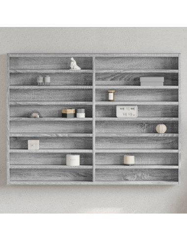 Armadietto Vetrina Grigio Sonoma 100x8,5x75cm Legno Multistrato