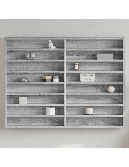 Armadietto Vetrina Grigio Sonoma 100x8,5x75cm Legno Multistrato