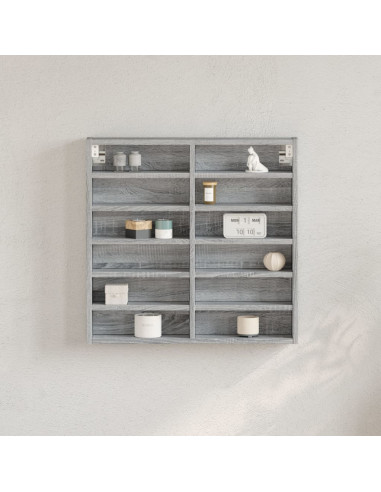 Armadietto Vetrina Grigio Sonoma 60x8,5x58 cm Legno Multistrato