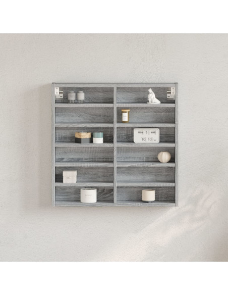 Armadietto Vetrina Grigio Sonoma 60x8,5x58 cm Legno Multistrato
