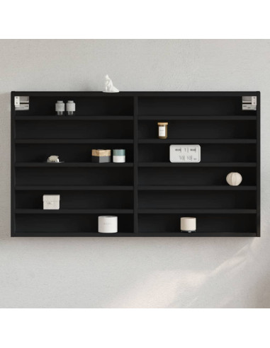 Armadietto con Vetrina Nero 100x8,5x58 cm in Legno Multistrato
