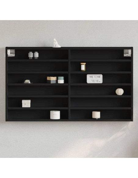 Armadietto con Vetrina Nero 100x8,5x58 cm in Legno Multistrato