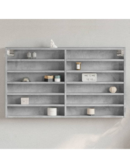 Armadietto Vetrina Grigio Cemento 100x8,5x58 cm Multistrato