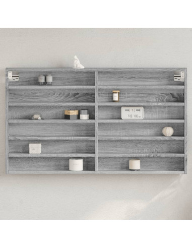 Armadietto Vetrina Grigio Sonoma 100x8,5x58cm Legno Multistrato