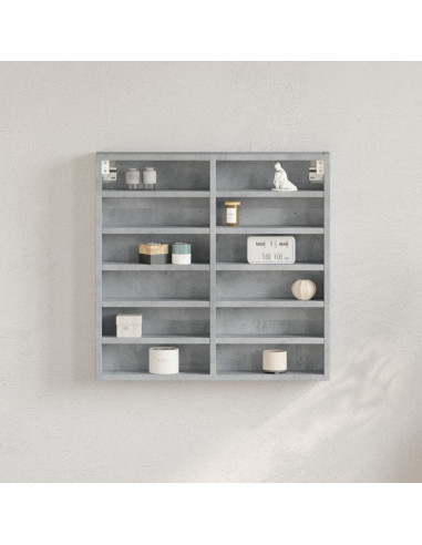 Armadietto Vetrina Grigio Cemento 60x8,5x58 cm Multistrato