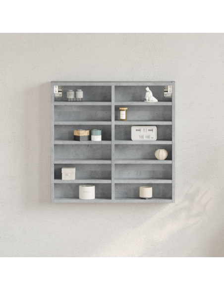 Armadietto Vetrina Grigio Cemento 60x8,5x58 cm Multistrato