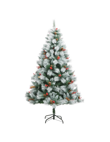 Albero Natale Artificiale Incernierato con Pigne e Bacche 240cm