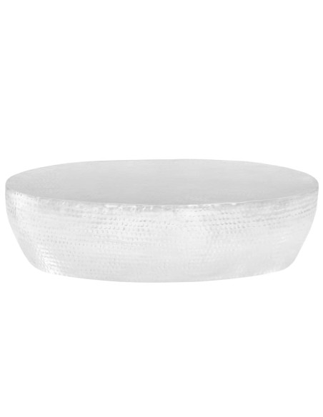 Tavolino da Salotto 100x50x28cm Argento in Alluminio Martellato