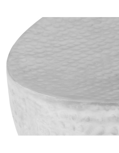 Tavolino da Salotto 100x50x28cm Argento in Alluminio Martellato