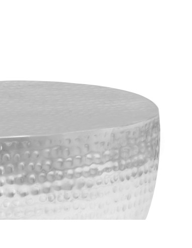 Tavolino da Salotto 100x50x28cm Argento in Alluminio Martellato