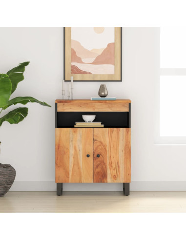Credenza con 2 Ante 60x33x75 cm in Legno Massello di Acacia